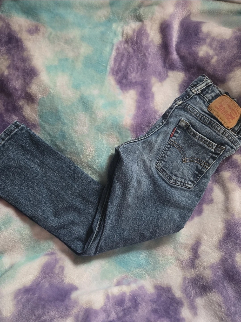 Levi's 511 Slim Jeans Boys Regular Blue Wash Adjustable Waist Size 7